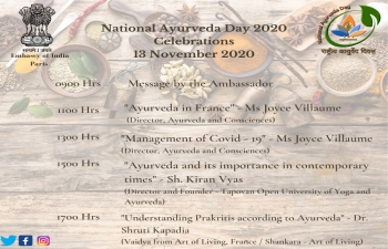 Ayurveda Day 2020 Celebration on November 13, 2020